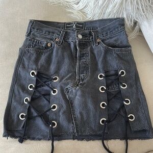 Levi American Vintage Black Denim Lace-Up Skirt
